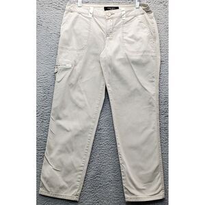 Nine West Jeans Cargo Pants Women Size 4 Tan Flat Front Regular Fit Straight Leg